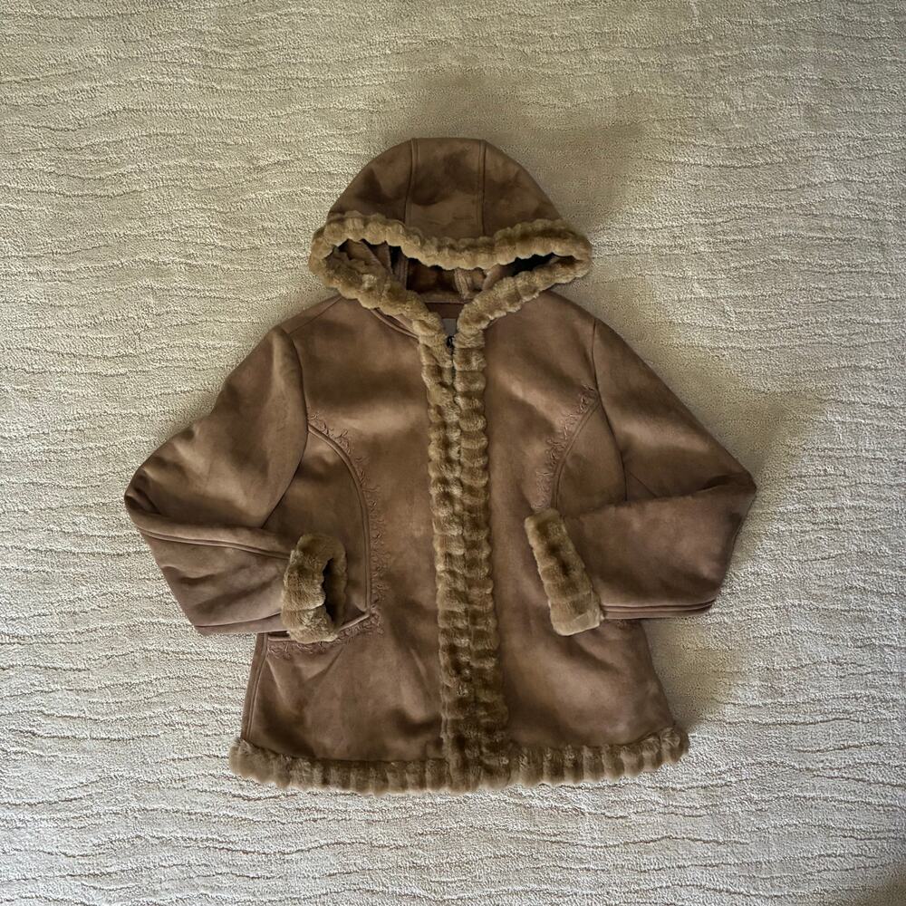 Vintage Y2K Croft & Barrow Penny Lane L Faux Fur & Suede 70 Style Jacket Western